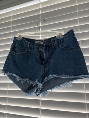 Classic High-Rise Dark Blue Denim Cutoff Shorts